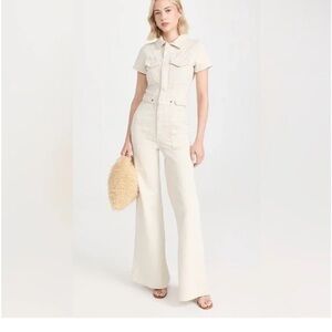 Good American Dress for Success Bone Flare-leg Jumpsuit-0